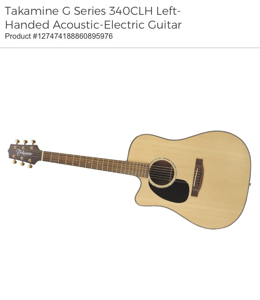 Left-Handed Acoustic-Electric Guitar with Guitar Stand