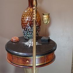 Antique 1910s 62" Art Deco Torchiere Floor Lamp Original 15" Pearlescent Glass Shade