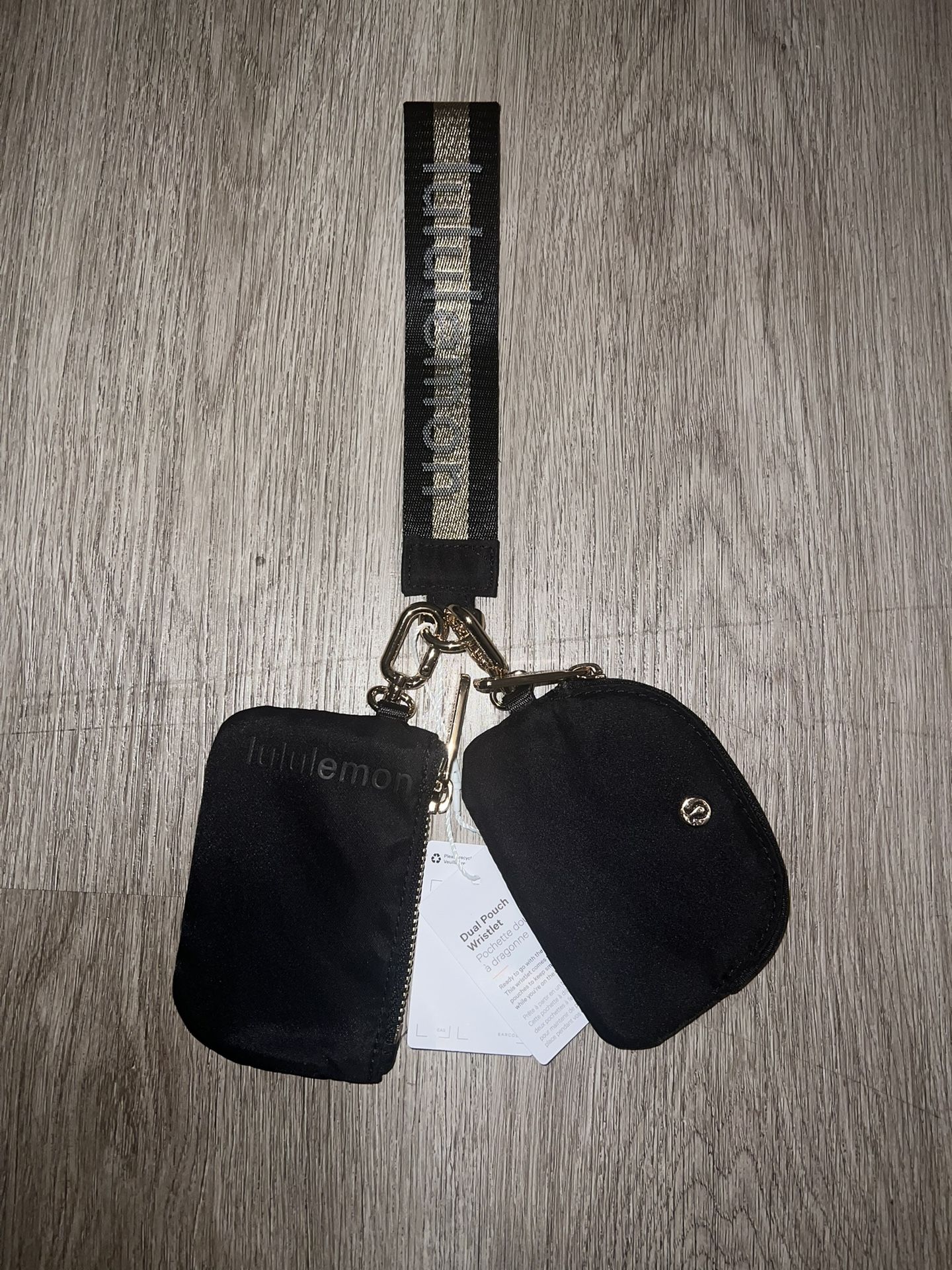 Black And Gold Lululemon Keychain Bag
