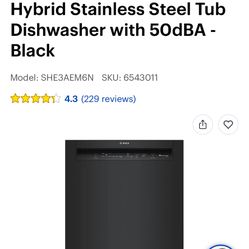 Bosch black dishwasher under 1 year old!