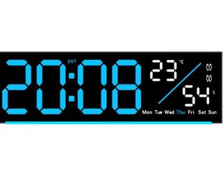 Large LED Digital Wall Clock with Temperature