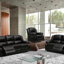 2pc Black or Brown  Reclining Leather Sofa & Loveseat $999