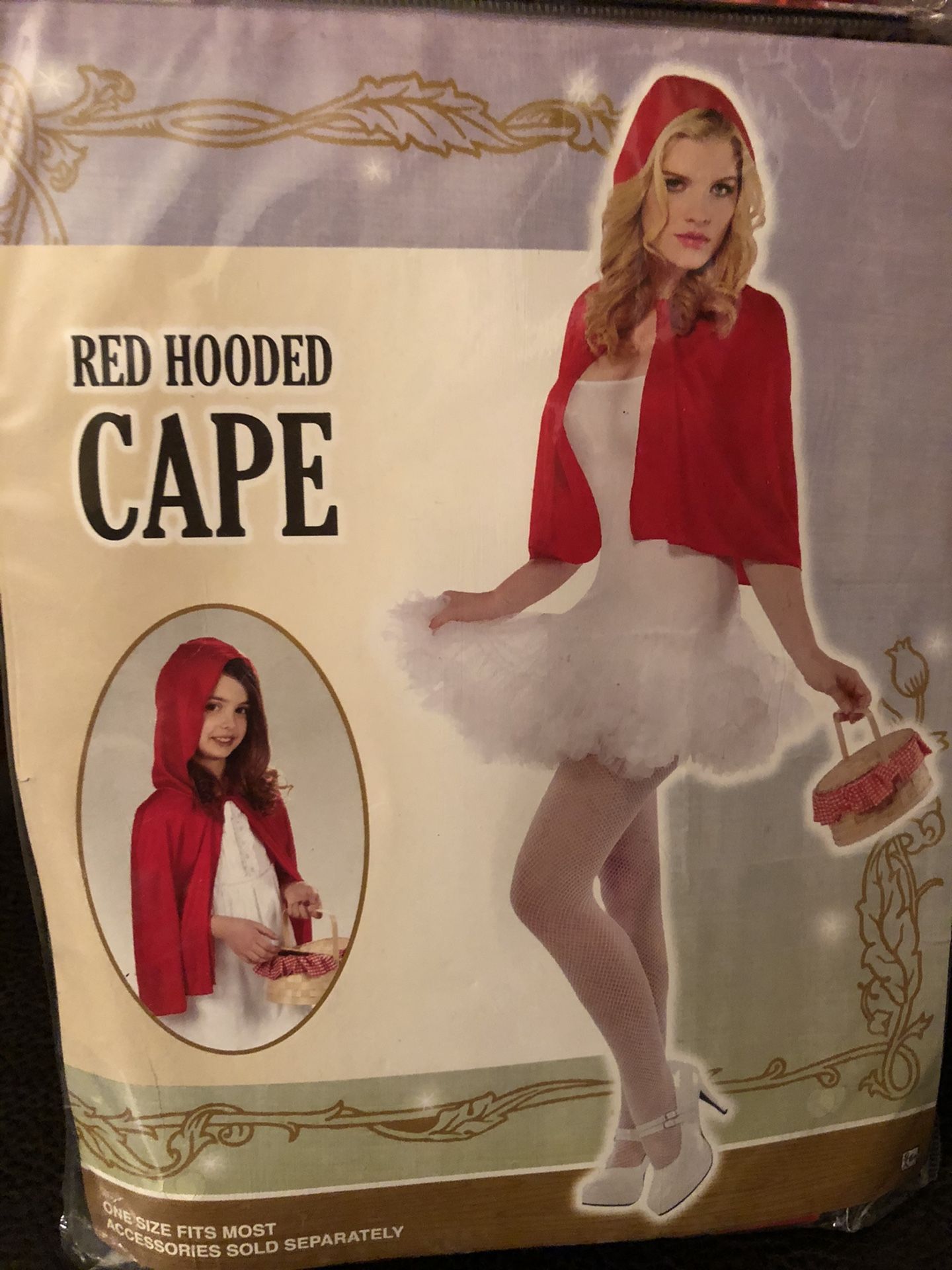RED HOODED CAPE (one size )