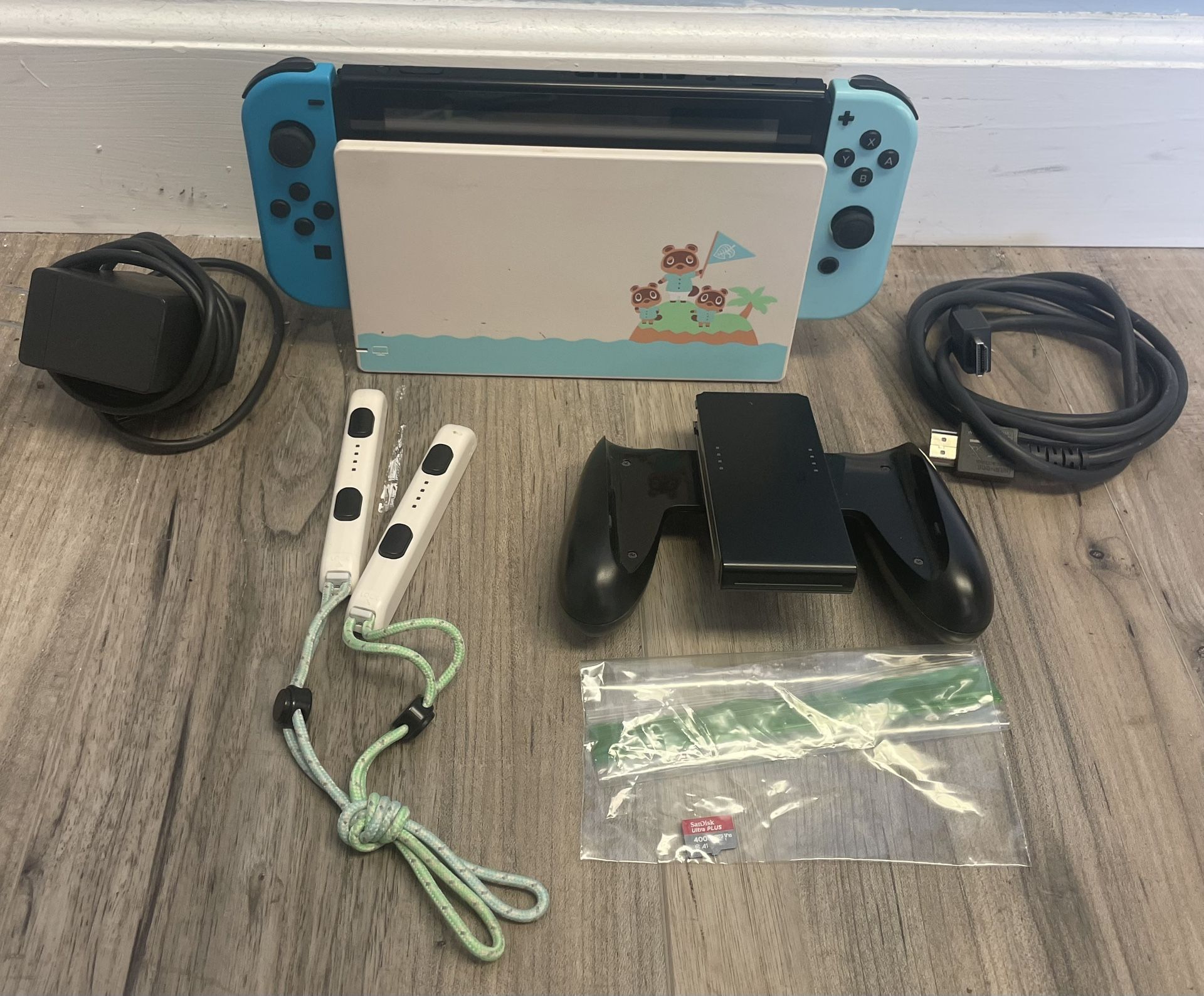 Nintendo Switch HAC-001(-01) Animal Crossing Horizon Special Edition Console W/ Dock, Cords & Extras