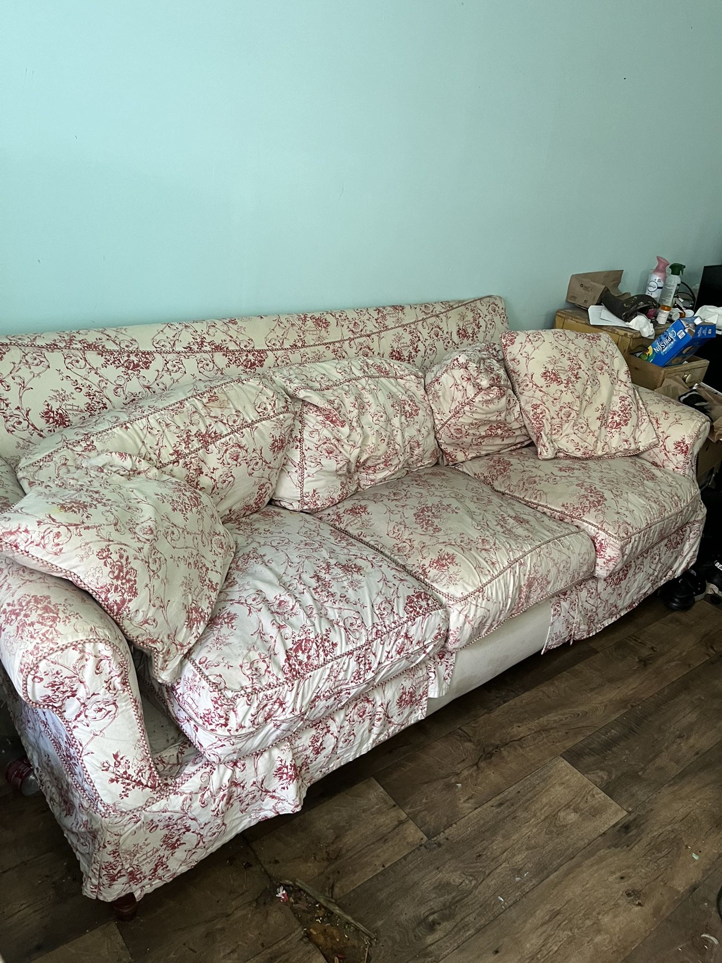 Free Couch.  Red Toile