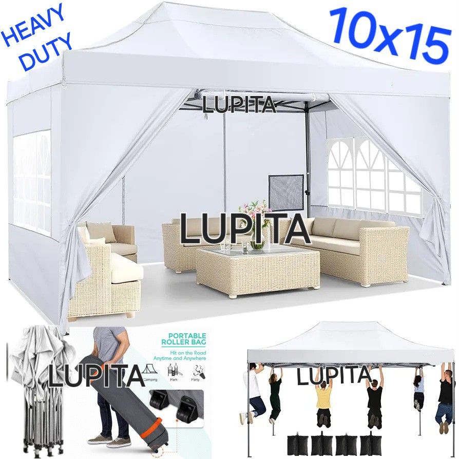 10x15 HEAVY DUTY Canopy Tent With Side Walls Gazebo Wedding Party Pop Up Tent Canopy- (FOR SALE)