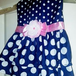 Navy and Pink adorable Size Med. Girls Puppy Dress
