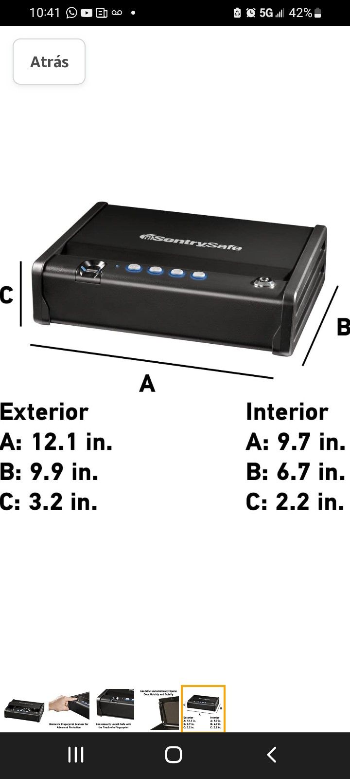 Biometric Pistol Safe Fingerprint