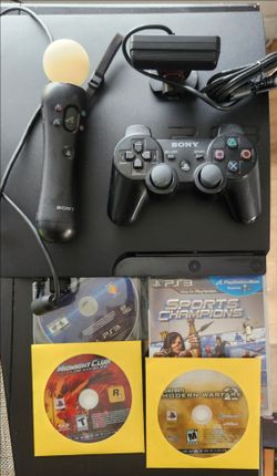 Sony PS3 w/remote , Motion Controller, Eye Camera, 3 games