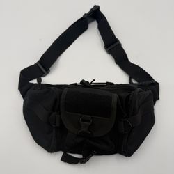 Tactical Waist Bag / Crossbody Utility Pack – Black Travel Fanny Pack with Pockets