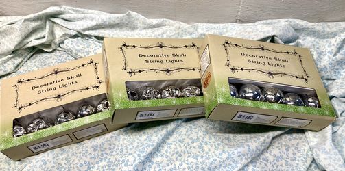 3 Sets Cracker Barrel Skull String Lights NIB