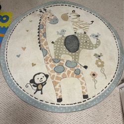 Carousel Kids Animal Design Round Rug (5’3”)