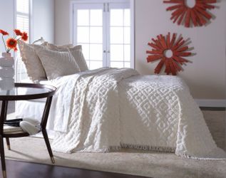 Diamond Chenille Bedspread 100% Cotton