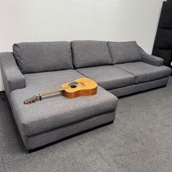 60% OFF: Lodge Slate Grey 2 Piece 139" Sectional Couch With Left Arm Facing Oversized Chaise - We can deliver