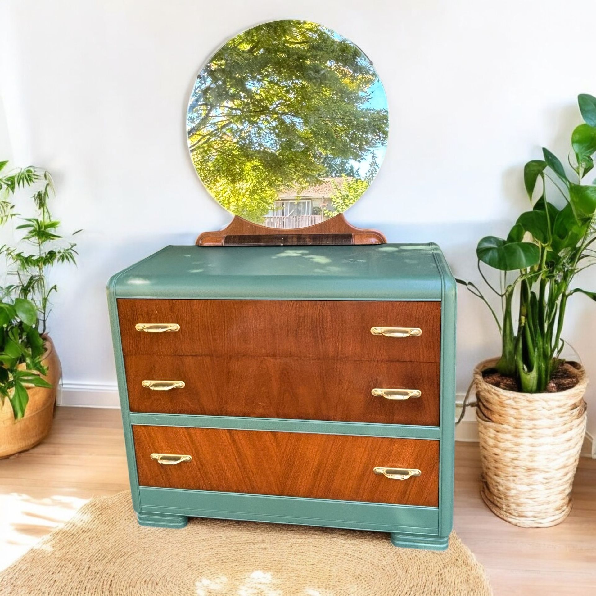 Vintage Green Waterfall Dresser