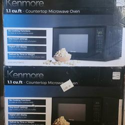 Brand new, sealed box Kenmore 1.1 cu ft Microwave Black: Countertop Oven, 1000W, Child Lock, 6 Programs