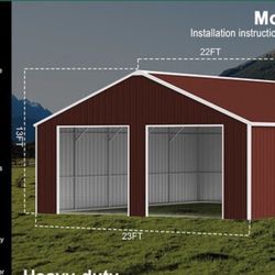 23x22 double metal garage shed - brand new in box