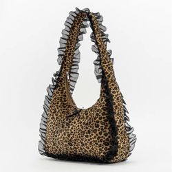 Wicked Misfit Leopard Ruffled Bow Bag