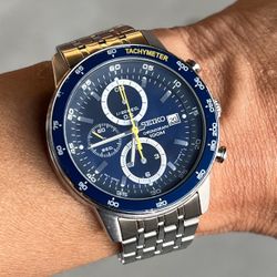 Seiko Quartz Chronograph 7T92-OHLO Stainless Steel Watch Wristwatch
