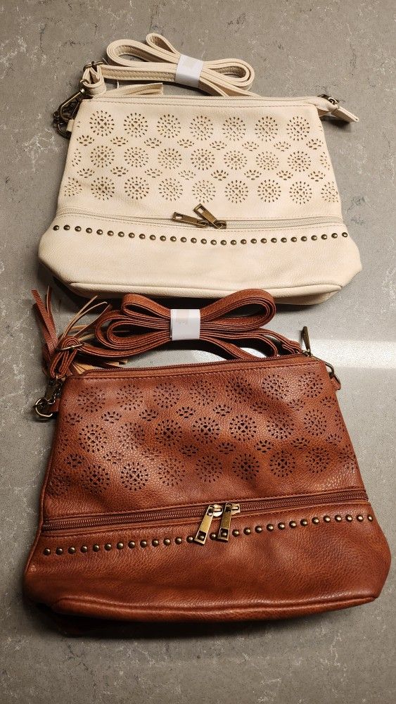 Two Women's Crossbody Bags (White N Brown)