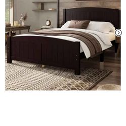 Bellemave Vintage Bed Frame Full Size Platform Bed Frame with Headboard and Foot Board, Full Size Bed Frame with Slats and Center Support Bar, No Box 