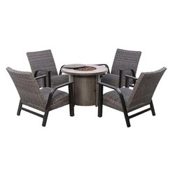 New 5pc Outdoor Patio Furniture Fire Pit Chat Set