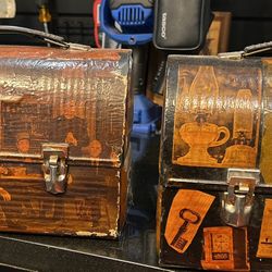 Two Vintage Decoupage Lunch Boxes 