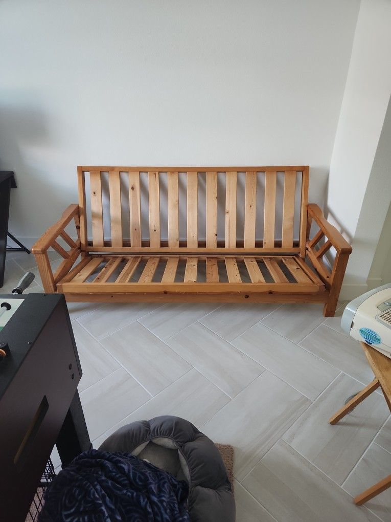 Solid Wood Full Size Futon Frame Free Mattress and Cover