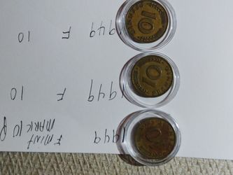 1950 J Mint Mark 10 Pfennig Coins