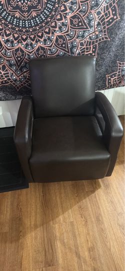 Brown Faux Leather Swivel Accent Chair – $80 OBO
