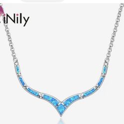 CiNily Ocean Blue Fire Opal Silver Plated Fashion Jewelry  Necklaces[PEN54]