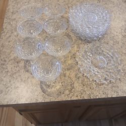 Vintage Fastoria Cubed Desert Plates And Sherbert Glasses