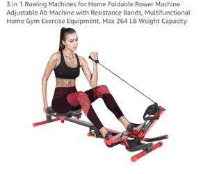 3-in-1 Foldable Rowing Machine with Resistance Bands