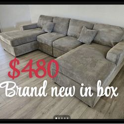 Brand New Double Chaise Sectional/Colors Available: Black, Dark, Gray, And Light Gray