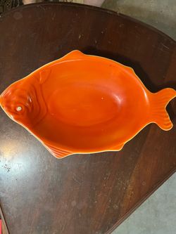 Orange Ceramic Fish Dish