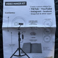 LED Light Ring And Green Screen Backdrop 