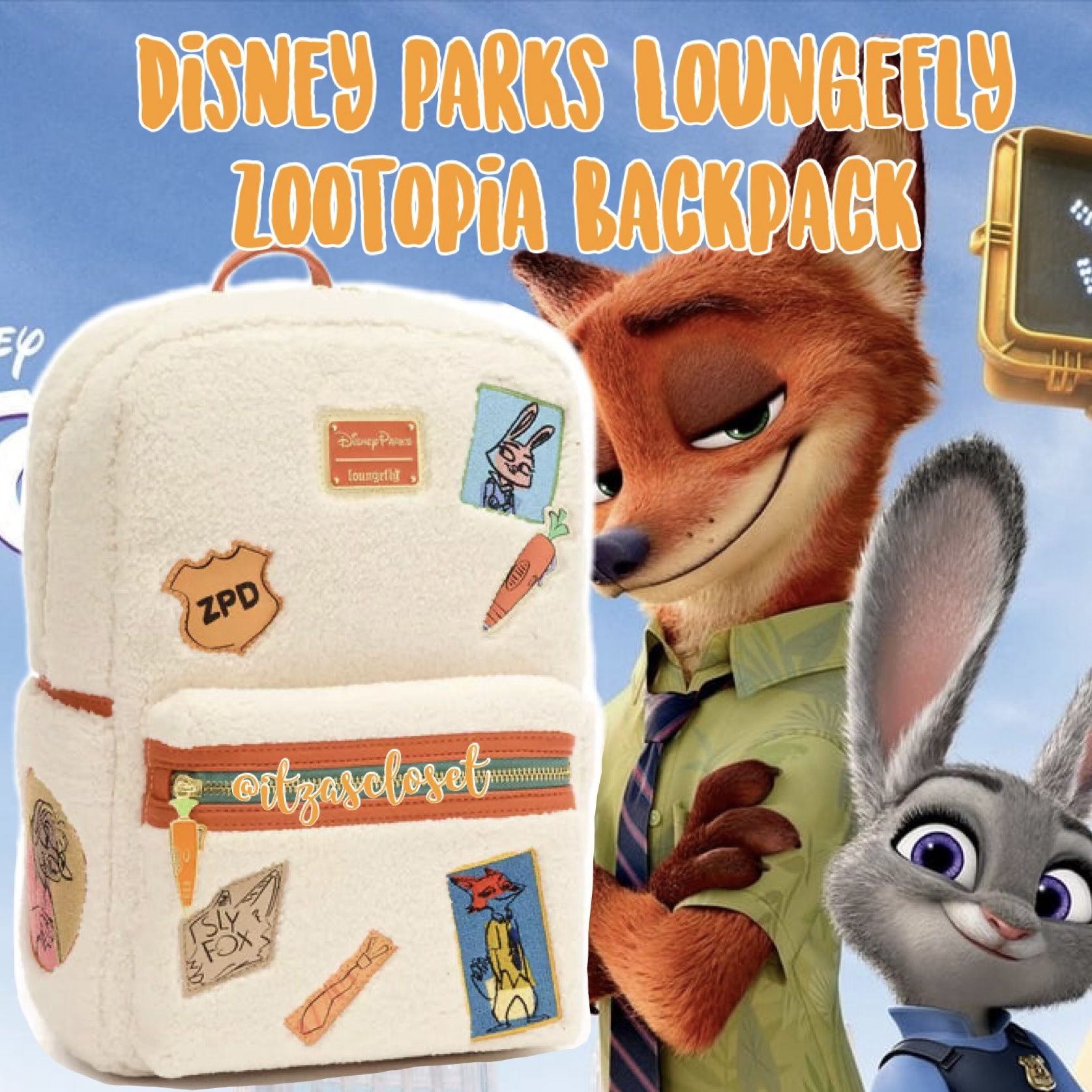 Disney Parks Loungefly Zootopia Fuzzy Mini Backpack NWT Nick  display picture 3