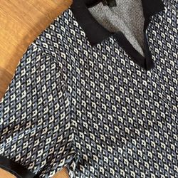 Men’s Blue Heavyweight Shirt, Size Large By TRU Blue Patterned