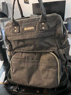 Jobobest Gray Canvas Backpack Diaper Bag