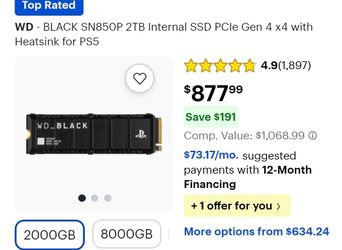WD Black SN850P 2TB Internal SSD with Heatsink