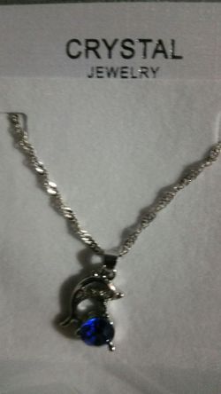 Beautiful Jumping Dolphins 925 Sterling Silver Rhinestone Pendant Charm Necklace Love