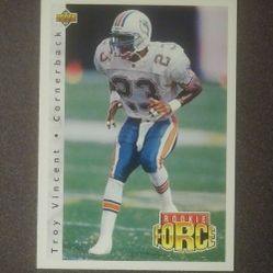 1992 Upper Deck Troy Vincent Miami Dolphins #423 Rookie Force Football Card Vintage Collectible NFL Pro