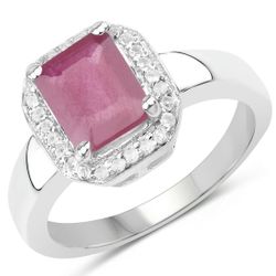 1.98 ctw Genuine Glass Filled Ruby & White Topaz .925