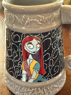 Nightmare Before Christmas TALL Mug Stein Jack Sally Bone Bat BIG COCOA OR COFFEE CUP Rare