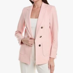 Anne Klein Stretch Faux Double Breasted Patch Rosebud