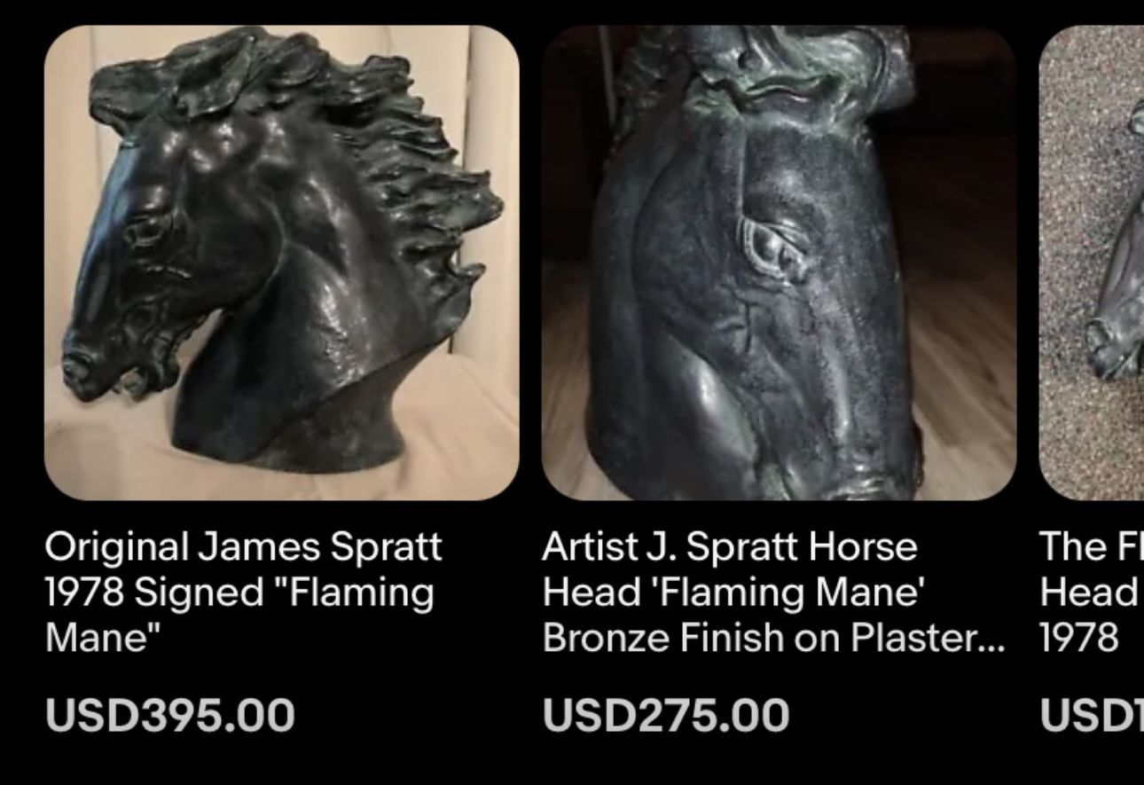 Horse Original James Spratt 1978 Signed "Flaming Mane"
