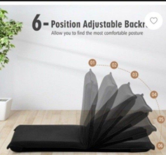 Adjustable 6 position Folding Lazy Man Sofa Chair Floor Chair-Black

