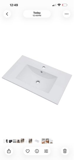 30 in. W x 18.5 in. D Bathroom Ceramic Vanity Top Sink with Single Faucet Hole in White