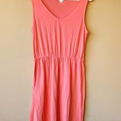 Coral Pink Sleeveless Summer Dress Women's Size L/ Large 