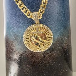 Stainless Steel Pray Pendant with cubin Chain
